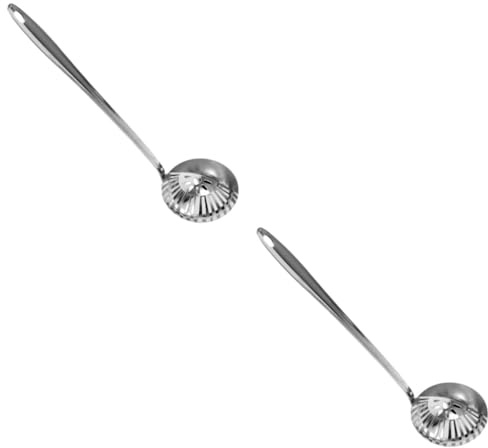 Amosfun 2pcs Soup Ladle Slotted Spoon for Poached Egg Kitchen Tableware Oil Strainer Spoon