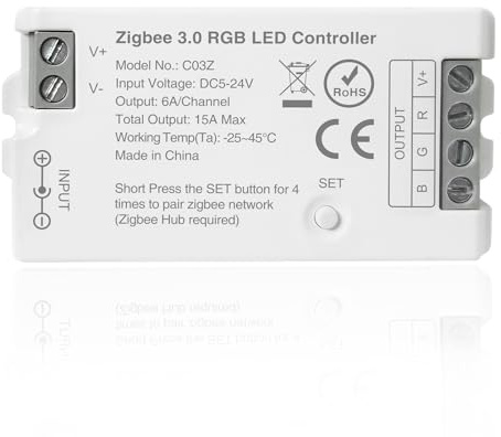 C03Z ZigBee 3.0 LED Controller DC5-24V RGB Dimmer | kompatibel mit Echo Plus & HomeKit, benötigt Zigbee Hub Bridge für RGB LED-Streifen und Lampen
