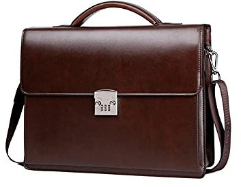 BIBTOO Men's Top-Handle Bags Men's combination lock briefcase diagonal bag leather notebook business bag men's shoulder messenger bag handbag(Brown)