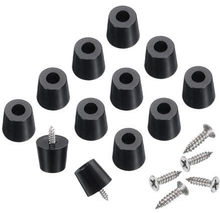 sourcing map 24pcs Rubber Feet Bumpers Buffer Non-Slip Rubber Feet Pad with 4mm Screws for Cutting Board, Cutting Board Feet Non-Slip, Cutting Board Rubber Feet (Black, 0.7H x 0.7D)