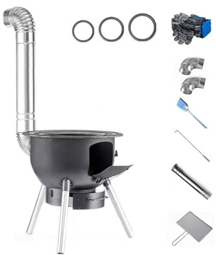 Portable Wood Stove, Detachable Outdoor Burning Stove, Camp Stove Wood Burning for Barbecue, Cooking, Tent, Fishing, Backpacking(63cm/25in)