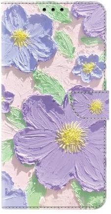 Blumen Lederhülle für Samsung Galaxy S23+ Hülle, Flip Wallet Handyhülle Premium Leder Tasche Case Magnetische Klappbare Kartenfächern Schutzhülle für Samsung Galaxy S23+, Lila