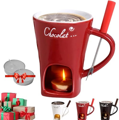 Tazze per fonduta, tealight, tazza per fonduta, set per fonduta di cioccolato, tazza per fonduta con forchetta, tazza per fonduta di cioccolato, per formaggio, caramello, regali di compleanno e