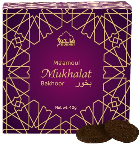 Maamoul Mukhalat Bakhoor by Dukhni |40g Saffron Oud Incense | Islamic GIfts | Earthy Oud Bakhoor Incense | Long Lasting Arabic Bakhour for Hair, Clothes, Home & Prayer | Suitable for all Bakhoor Burner
