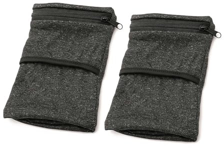 TUKEVA 2 Stück Handgelenktasche mit Praktischer Reißverschlusstasche Sport Wristband Handgelenktasche Fitness Arm Sport Wristbands für Laufen,Wandern,Radfahren,Sport (Schwarzes Garn hellschwarz)