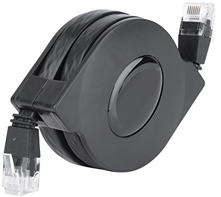 BAFOVY Retractable Ethernet Cable Cat6 2M, High Speed 1000Mbps RJ45 Internet Cord with Integrated Junction Box, Durable Reel Design for Router Modem Computer Laptop Gaming