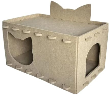 Katzenbox, Katzennistkasten, Filz Kätzchen Tunnel Bett, Doppelschicht, Puzzle Montage Nestings Kratzhaus für Camping, Haus und Wohnung, 55.0 x 38.0 x 33.0 cm