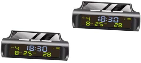 TOPPERFUN 2stücke Solarbetriebene Digitale Auto-uhr Mit Temperaturanzeige Multifunktionale Anzeige Für Und Temperatur Einfach Armaturenbrett Zu Platzieren
