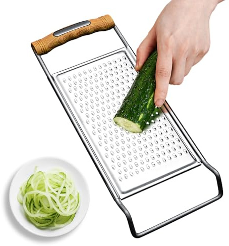 Rallador de queso de mano para cocina, triturador de alimentos de mano con mango rallador de limón de verduras rallador multifuncional de acero inoxidable utensilios utensilios utensilios pelar rallar