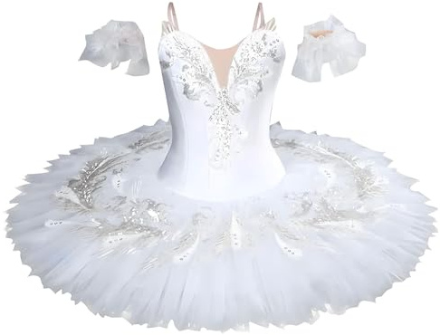 Girls Ballet Dress Kids Ballerina Dance Tutu Tulle Skirt Fancy Birthday Party Princess Dress Ballet Outfit Gymnastics Leotard Costume Fairy Swan Ballroom Dancewear with Skirt
