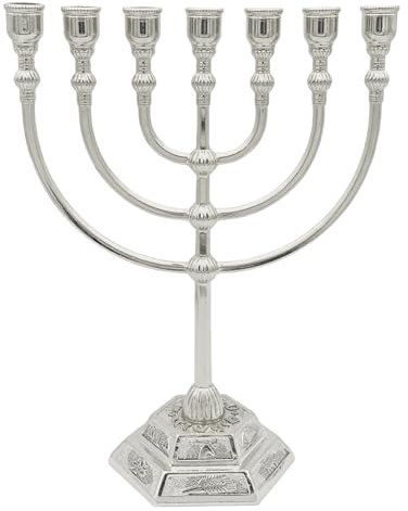 Klassischer Menora-Kerzenhalter mit 7 Zweigen, Jerusalem-Tempel-Design, geeignet für Heimdekoration, Gebet und Feiern