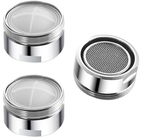Dreamil Strahlregler，3 Stück Edelstahl Wasserhahn Sieb，spülbecken belüfter，Wasserhahn Filter für Küche und Bad (28mm)