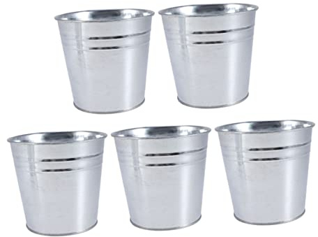 Toddmomy Pot De Fleurs en Fer Galvanisé Argenté Décoration Jardin Intérieur Et Mariage Seau à Fleurs Vintage 12,1x11,5x9,2 Cm Lot De 5 Rétro sans Trou Et Plantes
