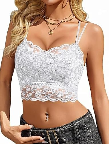 Avidlove Top Debardeur en Dentelle pour Femme Bralette Courte sans Manches | Bretelles Doubles, Décolleté en V, Bretelles Réglables, Doux et Confortable, Motif Floral, Sexy et Polyvalent