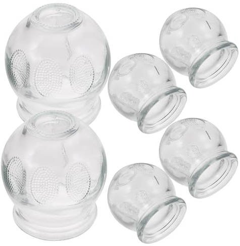LALADEFIEE 6 pièces Set de Ventouses Verre pour Thérapie par Ventouses Massage Profond Forte Succion et Pratique pour Usage Familial