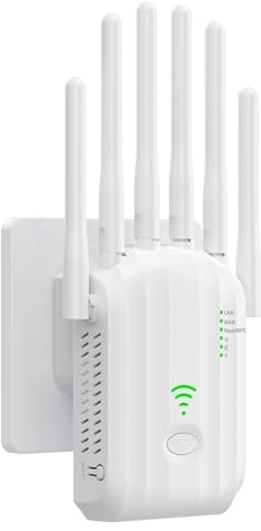 WiFi Extender 1200Mbps Dual Band 2.4G/5G Long Range WiFi Booster 6 Antennas, Repeater/AP/Router Mode for Home Office UK