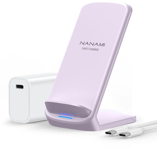 NANAMI Wireless Charger mit 20W PD Netzteil, 15W Induktive Ladestation Set | Für iPhone 17/16/15/14/13/12/11 Serie & Samsung Galaxy S26/S25/S24/S23, schnelles kabelloses Laden bis 15W, Schlaffreundlich