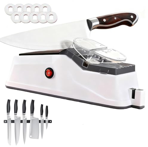 Surudoisharp Pro Knife Sharpener,Surudoisharp Pro Electric Knifes Sharpener with 10 Sharpening Discs & Protective Cover,Quick Sharpening,for All Knives (1pcs)