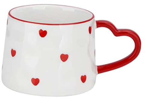TOYANDONA Tazza da Caffè in Ceramica a Forma di Cuore 350 Ml Contenitore per Cappuccino e Latte Tazza Decorativa per Bevande Calde e Fredde Adatta per Casa e Caffetteria Regalo per