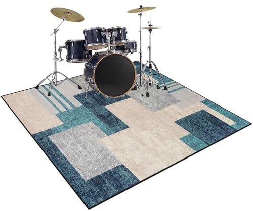 Soundproof Carpet Drum Rug Drum Kit Mat Non-Slip Bass Drum Snare Floor Mat Professional Drum Carpet Musical Instrument Drum Mat e-drum rug Sound-Absorbing Mat for Electronic Drum 160 x 120 cm