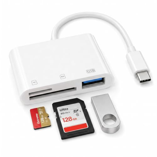 Lector de Tarjetas SD USB C 3 en 1, Lector de Tarjetas Micro SD con Expansión USB A 3.0 a Tipo C, Adaptador OTG Compatible con iPhone 15/16/17 Serie, iPad, MacBook, Samsung, en Casa, Viaje u Oficina