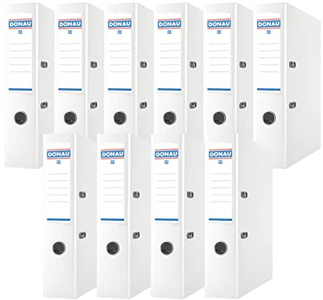 OFFICER PRODUCTS Donau pärm spak arkiv/mapp bred/förpackning med 10 / DIN A4 / 7,5 cm / 10 delar/vit/plastskydd PP/kartongpapper