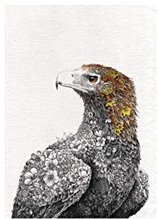 Maxwell & Williams Marini Ferlazzo Birds Bedrucktes Geschirrtuch mit Feenzaunkönig-Design, 100% Baumwolle, Schwarz/Weiß, 50 x 70 cm, Waschmaschinenfähig