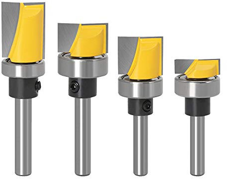 Bestgle 4pcs 1/4 Inch Shank Flush Trim Hinge Mortising Template Router Bit Woodworking Tool Milling Cutter Bit 13/16 7/16 5/8 1/4
