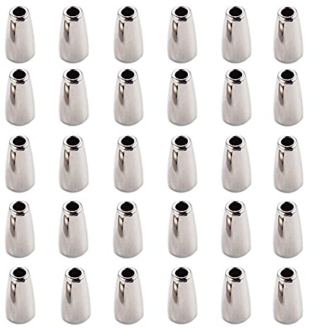 Hazrcvr 40 Stück Kordelstopper Einloch Kordel Stopper Kordelendstücke Endstücke Glocke Form Kordelenden Silber für Schnüre Kordeln Fäden von Lanyard Kleidung Rucksack Sportwear