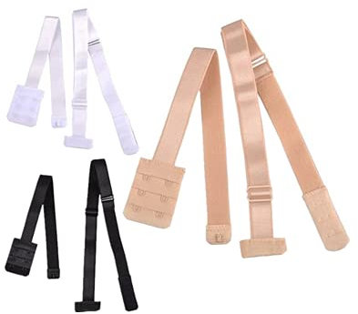 LATRAT 3 Pack Bretelles de Soutien-Gorge Dos Bas, Bretelles de Soutien-Gorge Dos Bas, Rallonges Soutien Gorge Accessoire pour Femmes Dames Filles de Mariée pour Filles, Noir, Blanc, Beige