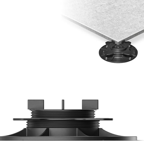 10x LANGFIT® Stelzlager M für Terrassenplatten – Stufenlos höhenverstellbar von 18 bis 36mm – Fugenkreuz 3mm – Flexibles Adaptersystem – Made in Germany – MS-SL18-036-FK