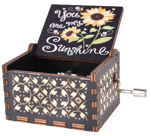 You are My Sunshine Wood Music Boxes, Laser Engraved Vintage Music Box