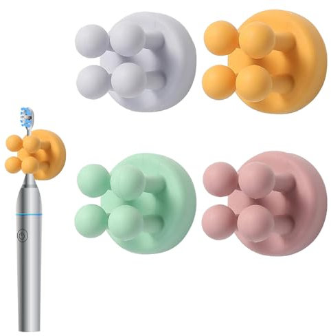 Silikon Zahnbürstenhalter Saugnapf, 4 Stück Zahnbürstenhalter Wand, Rasiererhalter ohne Bohren Zahnbürsten Halterung für Bad Küche Sekretariat