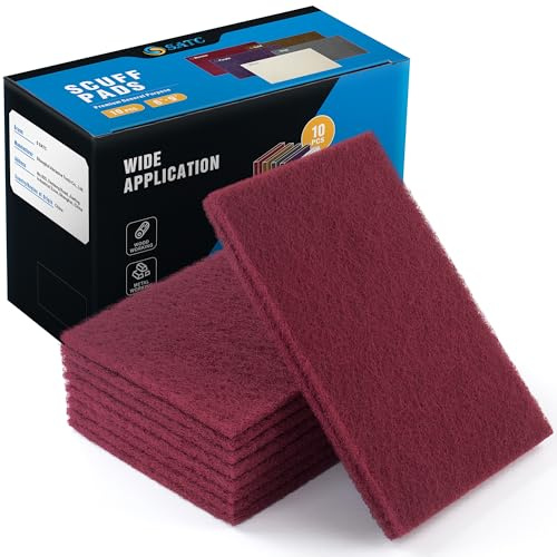 S SATC 6 x 9 Maroon General Purpose Scuff Pads,10 Pack Automotive Pads for Scuffing,Scouring,Sanding,Paint Primer Prep Adhesion Scratch for Automotive Restoration,Handicrafts