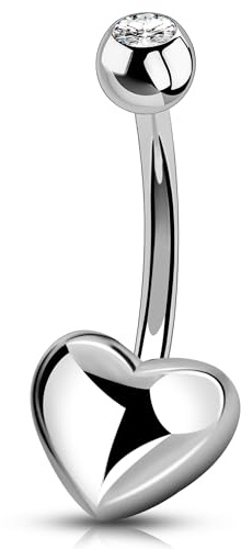 Melighting Titan Bauchnabelringe Innengewinde Bauchnabelringe Herz Bauchnabelpiercing Bauchnabelpiercing Schmuck Nabelring für Frauen