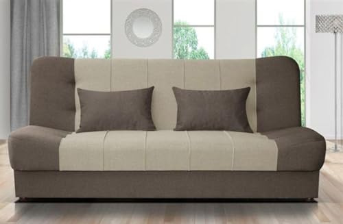 CosyCraft Sofa Bed - click clack sofa bed with large storage - double bed / 3 seater sofa, in grey, beige, blue, yellow, brown, jumbo cord, black (BEIGE/BROWN)