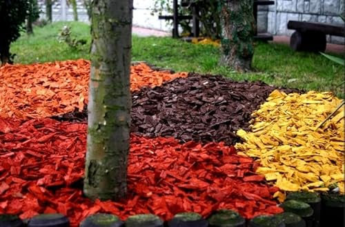 Astillas decorativas de madera – Coloridos corteza colorida – corteza de jardín – 20 kg (amarillo)