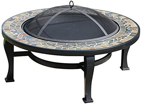 NOALED Brasero extérieur Rond extérieur à Bois, Foyer de feu de Camp Portable, Grande Table de Barbecue de Jardin de 86 cm