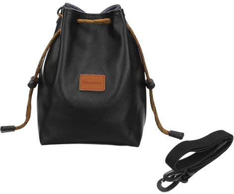 PATIKIL Mjuk kameraväska, linsfodral crossbody dragsko påse axelväska för utomhusresor DSLR-kameror, Svart, L, ledig