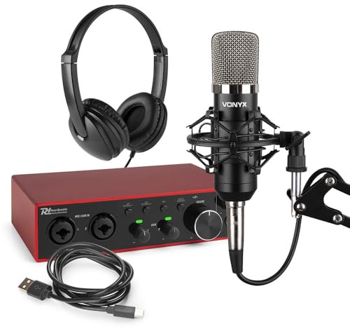 Vonyx CMS400 Home Recording Studio Kit - Complete Vocal & Instrument Recording Package with Condenser Microphone, Mic Stand, Pop Filter & Monitoring Headphones