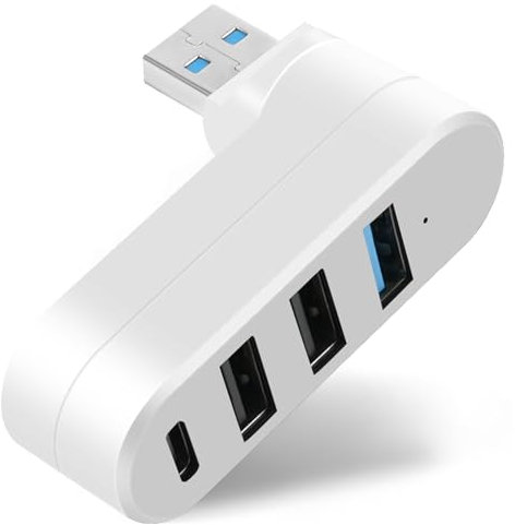 AXFEE Hub USB à 4 ports, mini hub avec plusieurs ports, 1 USB 3.0 + 2 USB 2.0 + Type-C, adaptateur répartiteur pour ordinateur portable, MacBook, ordinateur de bureau, compatible avec lecteur flash