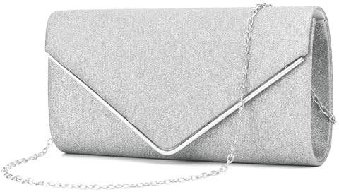 LQSCJS Clutch dam aftonväska dam kuvert kuvert, elegant aftonväska dam clutch dam kuvert clutch elegant aftonväska för bröllop, fest, bankett (silver), silver