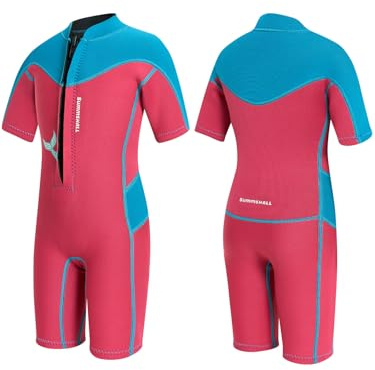 Summshall Traje de baño para niños y niñas, traje de baño térmico UV50+ con neopreno suave y elástico, mantiene el calor, perfecto para nadar, surfear y jugar en la playa