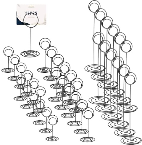 36pcs Table Number Holders,3 Size Place Card Holders Black Wire Photo Holder, Menu Memo Note Card Small Table Number Stands Picture Holder for Center Decoration Wedding Reception Party Birthday