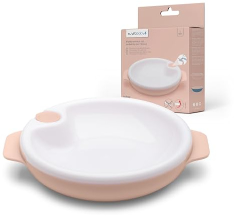 Nuvita 1429 Plato destete térmico para niños – con depósito de agua caliente, borde antisalpicaduras, fondo antideslizante, asas antiquemaduras – BPA Free, lavable en lavavajillas – English Rose