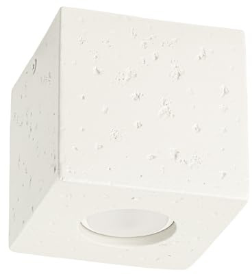 SOLLUX lighting Deckenlampe Deckenleuchte - Deckenstrahler Beton - 1 Flammig - LED Lampe Glühbirne - Beige Quad