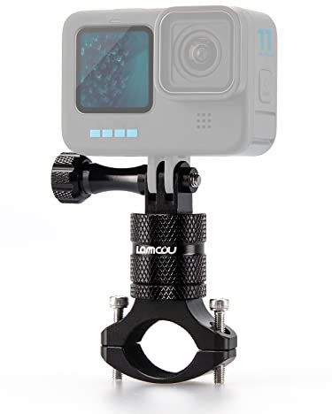Lammcou Support Vélo Fixation Go Pro, Camera Velo Guidon Adaptateur Aluminium 360 Degrés Rotatif Vélo Support pour Hero 13 12 11 10 Insta-360 Go3 Go2 Bike Handlebar Mount