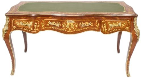 Casa Padrino Luxus Barock Schreibtisch Mahagoni Intarsien/Gold 155 cm - Antik Stil Sekretär Luxus Möbel