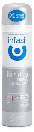 Infasil Deodorante Spray Neutro Tripla Protezione, Contro Sudore e cattivi odori, Efficace Fino a 24H, Deodorante Senza Alcool, con Molecola 2C, 150 ml