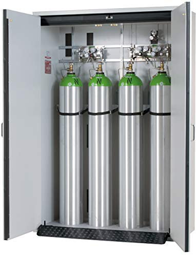 ASECOS Druckgasflaschenschrank G30 RAL 7035 1xStandard-Einricht. (St.bl.) zur Lagerung von Druckgasflaschen in Arbeitsräumen